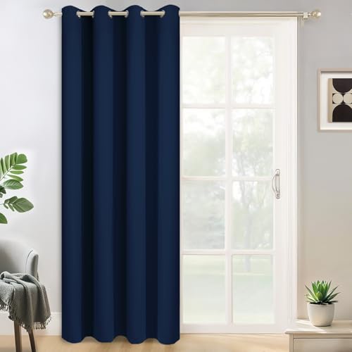 Yakamok Navy Blackout Curtains for Bedroom Window Treatment Boys Girls Kids Bedroom Curtains Thermal Insulated Grommet Blackout Curtain Panels for Living Room - 52" W by 84" L, Navy, 1 Panel