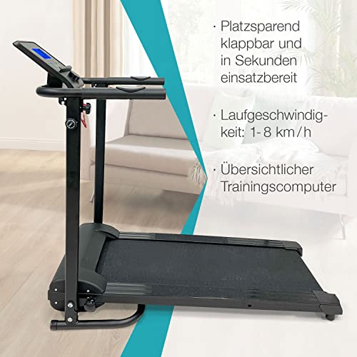 klappbares Laufband in schwarz, 750 Watt leiser Elektromotor, Extra breite 40 cm Lauffläche, 16 Trainingsprogramme + 1… – Bild 3