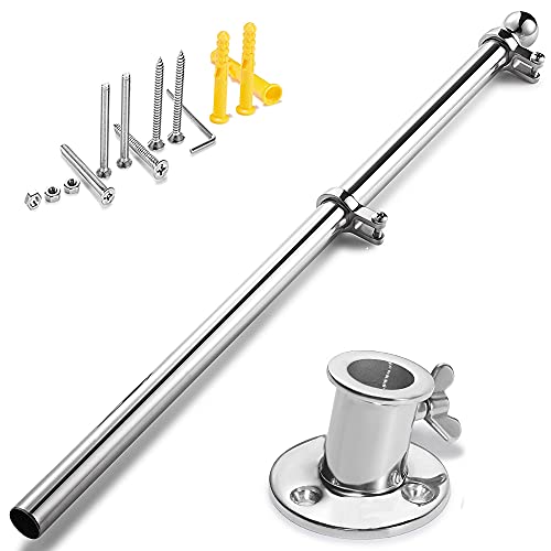 ZOMCHAIN Marine Flag Pole with Base, 316 Stainless Steel Flag Pole Set, Flag Holder for Boat, Yacht...