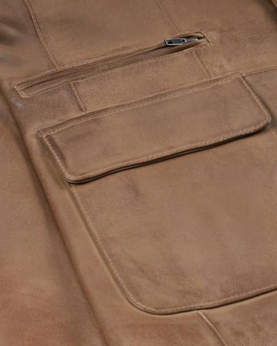 Image of fjackets Mens Leather Blazer Jacket - Real Lambskin Leather Sport Coat, 3-Button, Business to Weekend