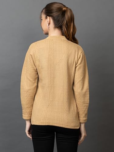 Image of Wear lusso Women's Woolen V-Neck Buttoned Full Sleeve Cardigan Self Design Soft Wool Fabric Winter Wear Pure Wool Sweater with Pockets Stylish Outdoor and Office Wear Girls