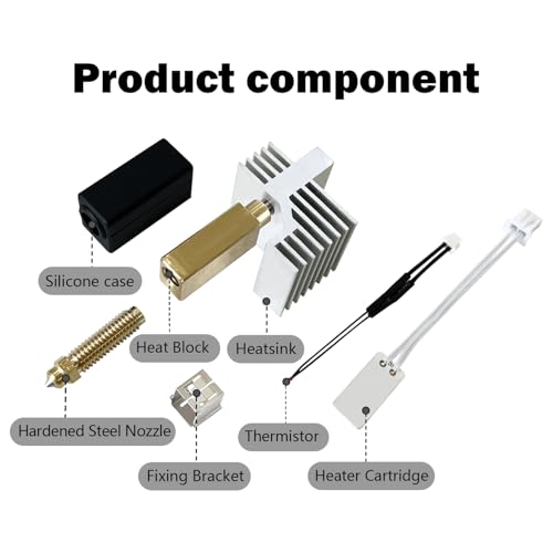 RugooSpink Upgrade Keramik Hotend für Elegoo Centauri Carbon Hotend Druckkopf Extruder Hot End mit 0,4 mm gehärtetem Stahldüse Kühlkörper Heizelement für Elegoo 3D-Drucker Zubehör