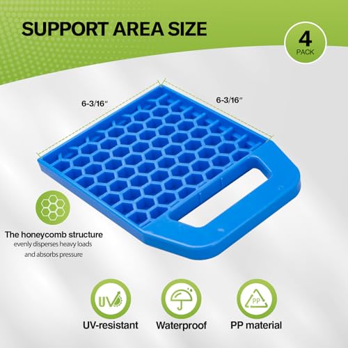 Image of RVMATE RV Stabilizing Jack Pads, 4-Pack Interlocking Trailer Jack Support Pads with Storage Strap, UV Stabilized Polypropylene Heavy-Duty RV Jack Pads for Camper, Trailer