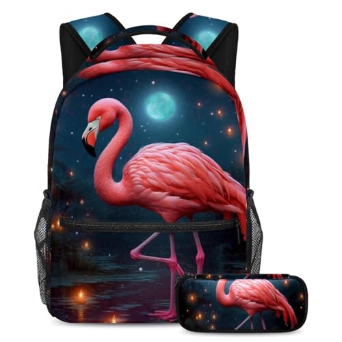Cartable esthétique flamant rose étoilé lot de 3 grand sac à dos ados voyage
