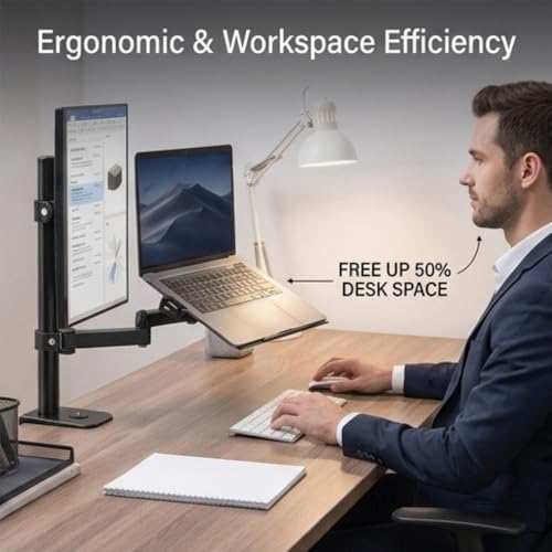 Image of Uniq Mounts Laptop Mount Tray for Monitor Arm & Stand, Fits 11.3 inch-17.5 inch Laptop, 8kg Capacity, Adjustable Laptop Holder, Fits VESA 75x75 & 100x100 mm, Anti-Slip Pads, Universal Notebook Mount