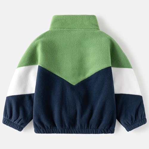 Toddler Boys Zipper Jacket Fleece Coat Color Block Hoodie Outwear2