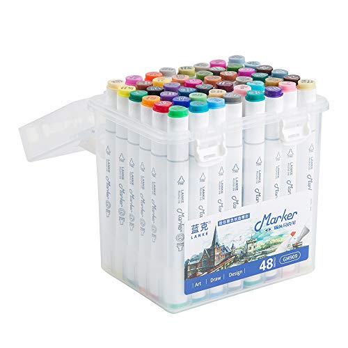 48 Colors Alcohol Art Markers for Adults Colroing Books, Dual Tip Drawing Markers with A Great Case for Artists and Kids Drawing or Sketching
