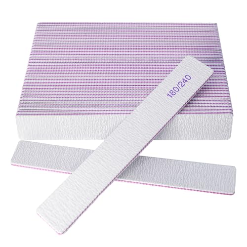 Nail Files (24 Packs) Professional 180/240 Grit Double Sided Emery Boards for Natural Nails Fingernail Toenail File Kit Heavy Duty Emory Nail Filer Set Limas para Uas Acrlicas Profesional