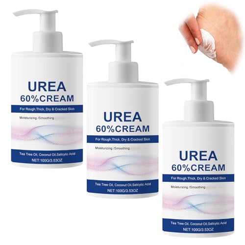 Crema de urea 60% - Crema reparadora para tacones agrietados, pies y manos - Bálsamo para pies contra talones agrietados y piel seca - Bálsamo de urea 60% para los pies - Cuidado (3 piezas)