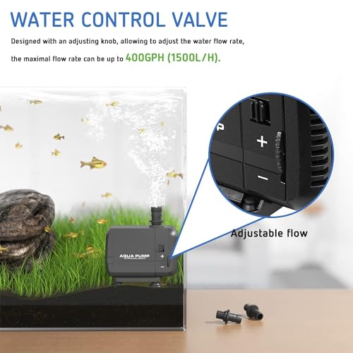 Image of Simple Deluxe 400GPH 15W Water Table Pump (1500L /H) with 3 Nozzles, Perfect for Fish Tank, Pond, Aquarium, Statuary, Hydroponics, Black