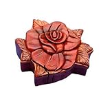 Rose Handmade Carved Wood Intarsia Puzzle Box by The Handcrafted