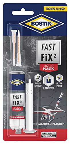 BOSTIK Fast Fix2 Liquid Plastic colle bicomponenti super forte e rapida, pronta all'uso, per materiali plastici 10g trasparente