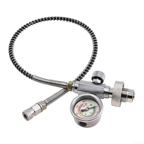 Adaptador de llenado de buceo G5/8 con manguera de 24 pulgadas y medidor 4500 PSI