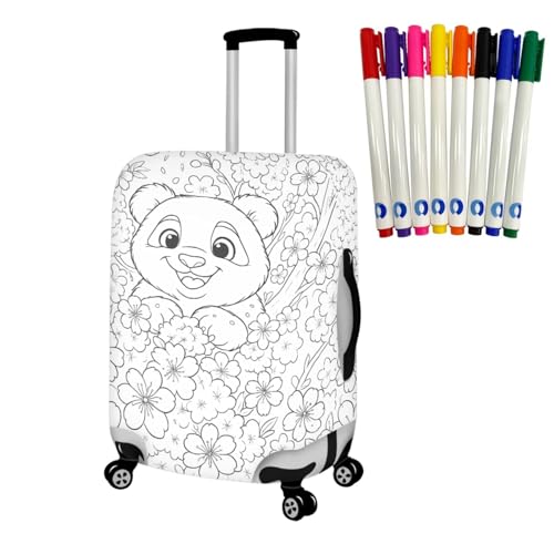 DIY Coloring Personalized Luggage Cover Protector Color in Panda Suitcase Protector go Travel with 8 Pcs Markers2