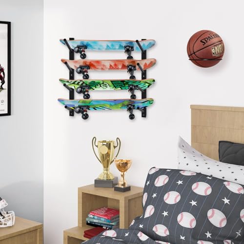BiJun Skateboard Wandhalterung, Snowboard Wandhalterungs Display, horizontales Ski Wandregal, Skateboard Regal Speicherhalter, Longboard Wandaufhänger