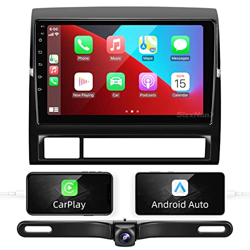 SizxNanv for Tacoma Android 10 Touch Screen Compatible with Carplay Android Auto,Car Radio Stereo Bluetooth Navigation Media Player GPS WiFi FM/AM Mp5 Rear Camera for Tacoma 2005-2015 Double Din