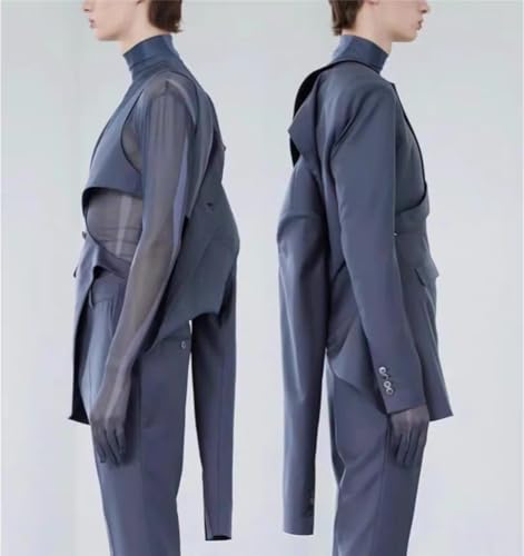 Men's Single Breasted Suit Notch Lapel Jacket Pants Two Pieces Set Banquet Activity4