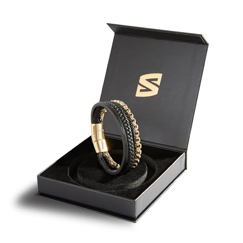 Image of SERASAR Premium Leather Bracelet Men | Stainless Steel Magnetic Clasp | Three Colors | Jewelry Box Included