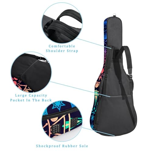 Housse de guitare en tissu Oxford épais rembourré avec boucle de suspension et sangle de cou Motif ethnique bohème sans couture 101,6 cm, Multicolore 4., 42.9×16.9×4.7 in, Sac de transport tendance - Les Beatles, Paul McCartney, John Lennon, RIngo Starr, George Harrison Housse de guitare en tissu Oxford épais rembourré avec boucle de suspension et sangle de cou Motif ethnique bohème sans couture 101,6 cm, Multicolore 4., 42.9x16.9x4.7 in, Sac de transport tendance – Image 4