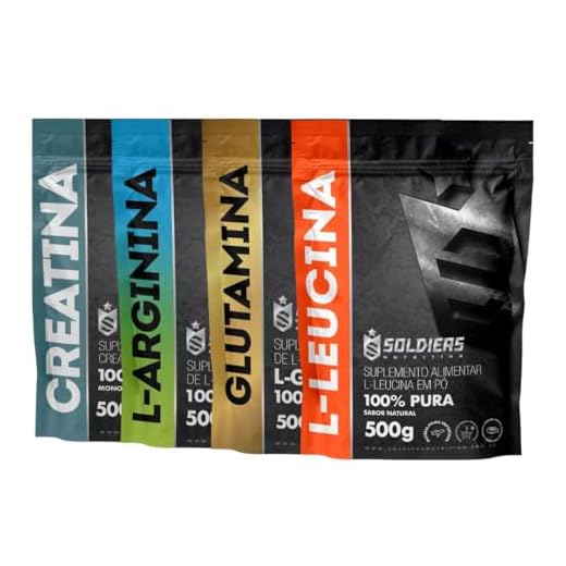 Soldiers Nutrition, Kit: Arginina 500g + Creatina Monohidratada 500g + Glutamina 500g + Leucina 500g - 100% Pura Importada - Soldiers Nutrit