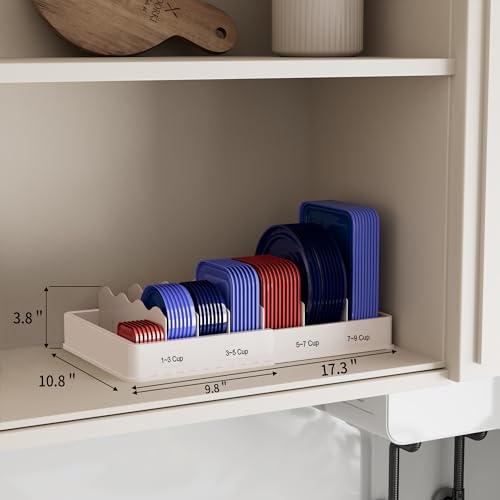 SWOMMOLY Expandable Food Storage Container Lid Organizer, Includes 6 Adjustable Dividers, 30 Preprinted and Blank Writable Labels, White by SWOMMOLY - Image 3