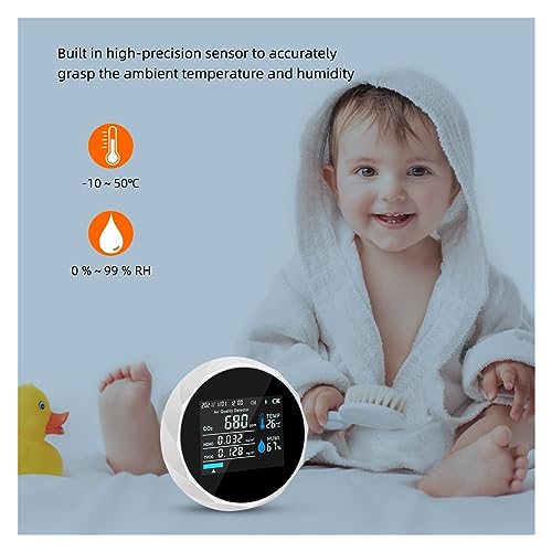 Monitor de aire CO2 multifunción blanco con bluetooth medidor de gas 6
