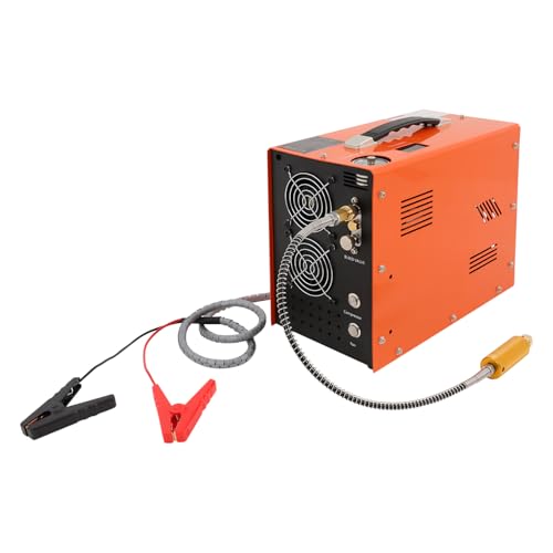 Portabler PCP Luftkompressor 4500PSI mit Manometer & Temperaturdisplay, 350W 12L/min für PCP Luftgewehr und Kleine Druckluftflasche, 12V/220V Duale Stromversorgung, Automatische Abschaltung