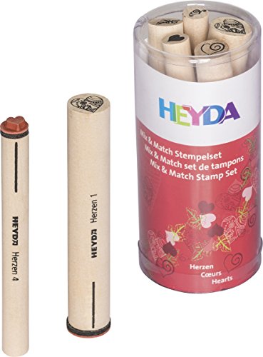 Baier & Schneider Poesiestempel MM, madera, goma, corazón 8,8 x 5,7 cm, 1 VE = 5 S