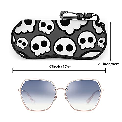 Sunglasses Case Soft Women Large Shell Grey Vintage Sugar Skull Halloween Zipper With Clip Carabiner Glasses Eyeglasses #TOP2