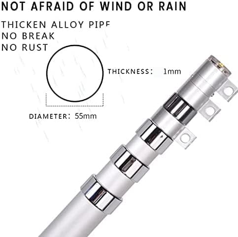 20FT Telescoping Flag Pole Kit, Heavy Duty 16 Gauge Aluminum Outdoor In Ground Flag Poles with 3x5 USA Flag, for Residential or Commercial,Garden,Yard Flag Poles