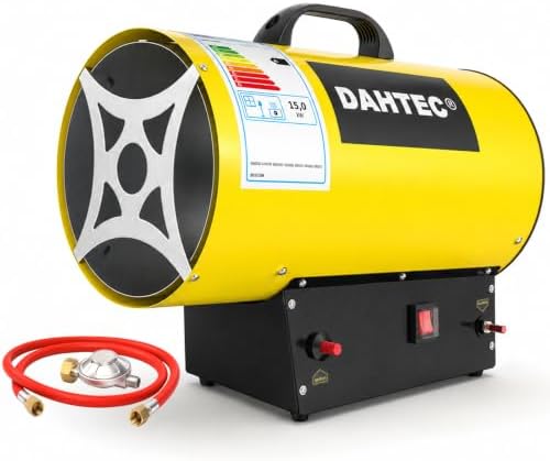 DAHTEC Gasheizgebläse 15 kw Tragbar Heizkanone Gasheizer Bauheizer Luftmenge 580 m³/h Heizlüfter Gas Elektroheizer für Baustellen, Garage