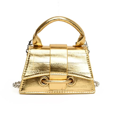 Y2K Bolsa feminina com alça superior, mini bolsas de ombro a tiracolo estilosas, clutch para coquetel, baile de formatura, Ouro