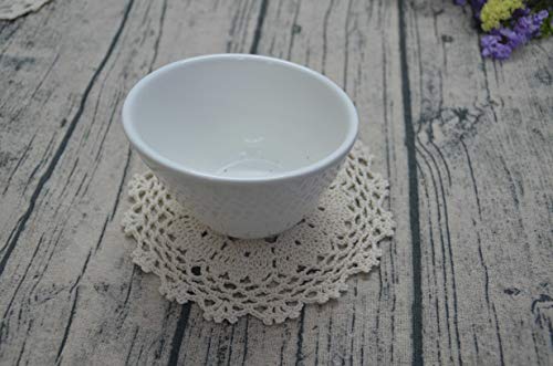 TOSEEY 24 Vintage Hand Made Crochet Doilies Crochet Motifs 2-7 inches Round White Beige (12pcs Beige & 12pcs White) - Thumbnail 5