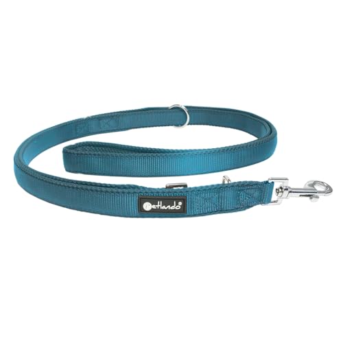 Petlando Hundeleine 3m Mesh, leicht & weich geplostert, 3-Fach verstellbare Leine, Führleine Petrol 1,5 cm schmal für kleine Hunde, schnelltrocknend & pflegeleicht, Umhängeleine Hund klein