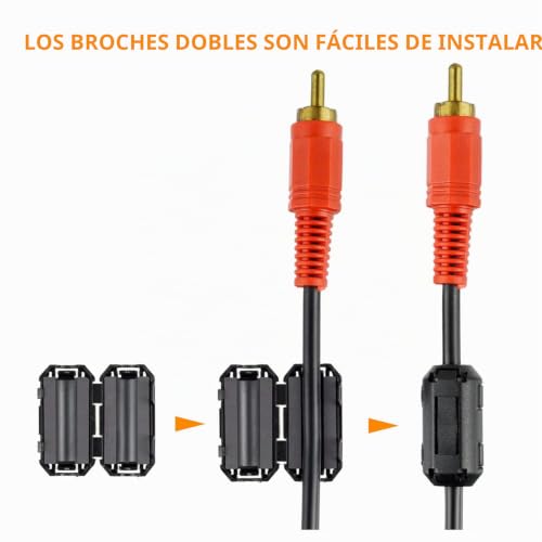 Supresor de ruido de anillo de ferrita negro con clip para cables de 3mm a 13mm 7