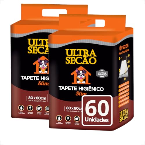 Tapete Higiênico Ultra Secão Slim para Cães, 80x60cm, 2 Pacotes de 30 Unidades