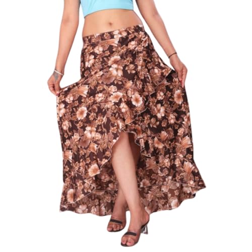 Image of JYESHTA Women's American Crepe Flared A Line Stitched Long Skirt with 12 Mtr Flare 40 in Height | Skirts for Women Long Length | Long Skirts for Girls