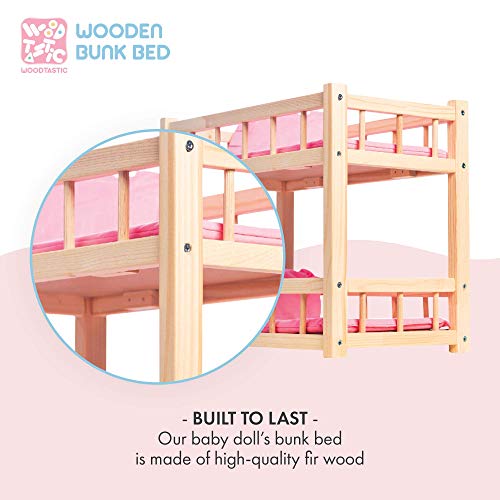 Cama Litera de Madera para Muñecas - Cama para Muñecas hasta 36 cm - Juego Creativo con Muebles de Muñeca - imagen 8
