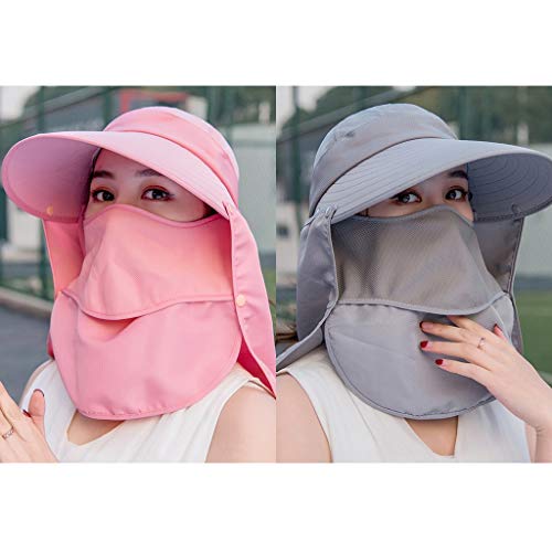 JDkilp Desmontable Sombrero De Sol con,Gorra Al Aire Libre De Protección Solar Visera Pesca Sombrero (Color : Pink and Gray, Size : XL) Cover
