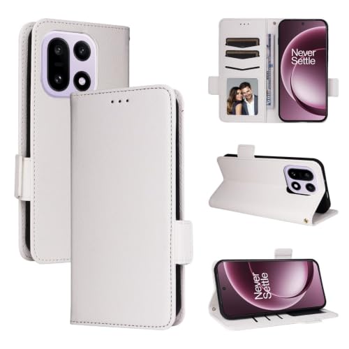 Étui portefeuille Oppo Find X9 Pro cuir grainé blanc clapet magnétique housse de protection