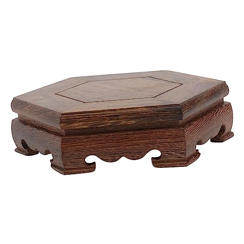 UKCOCO Base Esagonale in Legno Pieno per Vaso di Fiori e Piedistallo Portaoggetti Rotondo, Supporto Decorativo Multiuso per Interni Ed Esterni, Resistente e Naturale per Esposizione