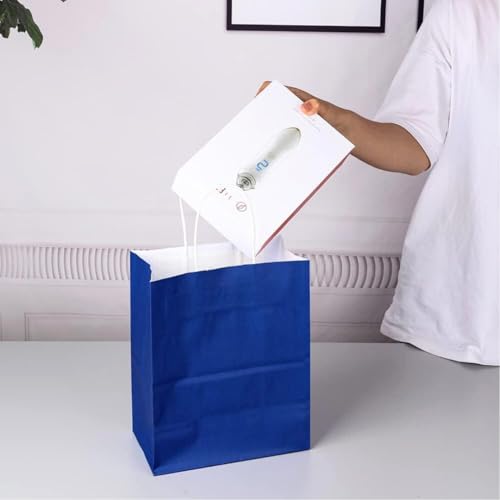 Image of Gift Paper Bag - 8x4x10 inch 25pcs Blue color- Small Party Favor Goodie Bag, Craft Paper Return Gift Bags I Disposable Recycled Eco friendly Paper Bags (BLUE -Pack of 25)