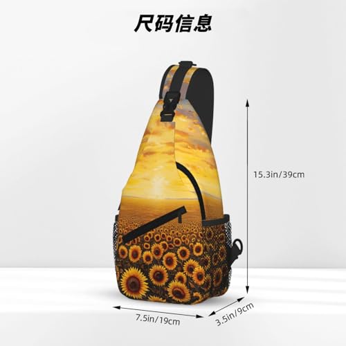 Bolsa cruzada ligera y elegante con estampado de girasoles floral 4
