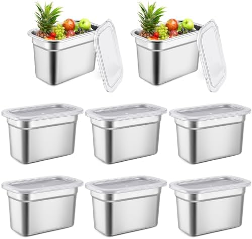 Amazon.com: 8 Pcs Stainless Steel Food Containers with Lids 1/9 Size ...