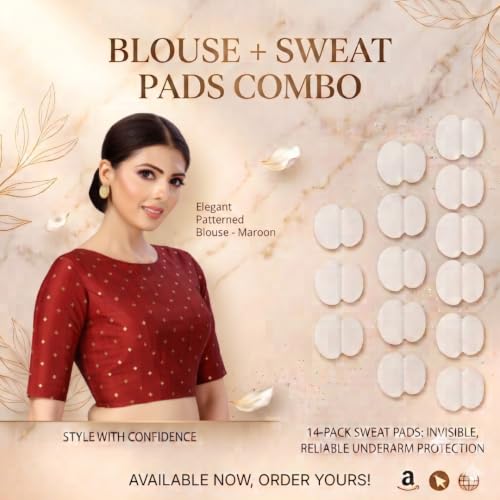 Image of Studio Shringaar Women Cotton Silk Silky Brocade Readymade Elbow Length Sleeves Saree Blouse Choli