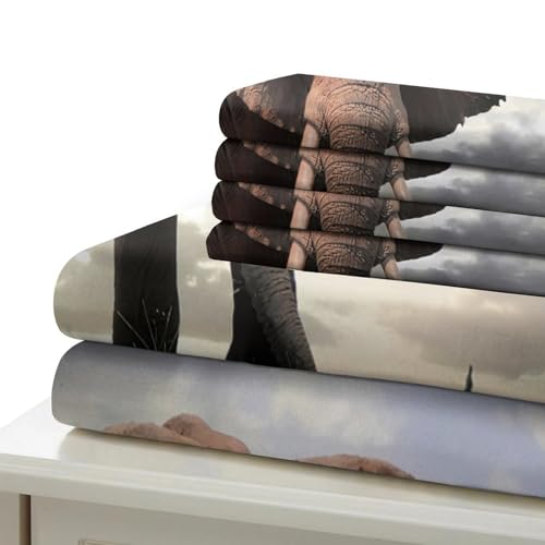 Housse de couette éléphant d'Afrique 200x200cm drap de couette microfibre déco chambre - 7