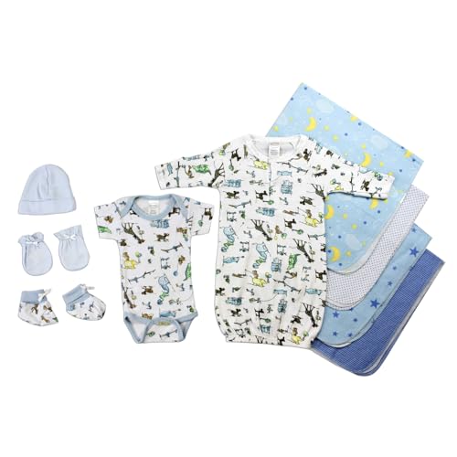 Maykoosh Victorian Vintage Boys 9 Pc Layette Shower Gift Set Newborn Clothes Set, 100% Breathable Cotton, Soft Fabric, Expandable Shoulder Neckline