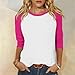 Womens 3/4 Sleeve Tops Casual Crew Neck Color Block Blouse Plus Size Shirts Loose Fit Summer Cute Contrast Tees