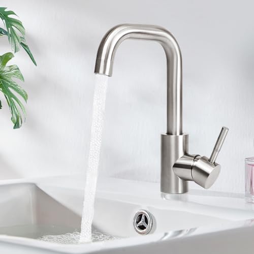Mursche Wasserhahn Bad Waschtischarmatur Waschbecken - Armatur Edelstahl Gebürstet...