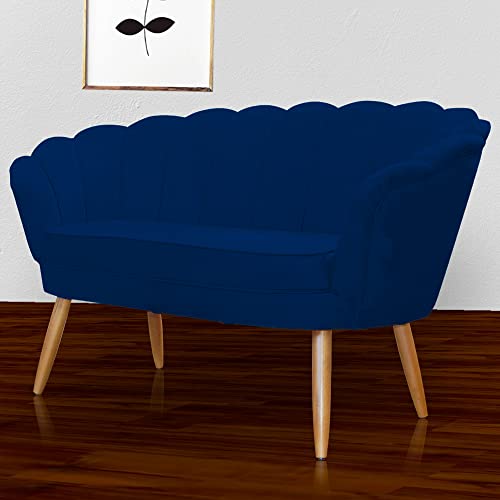 Namoradeira Pétala para Sala Suede Pés de Madeira - Ds Estofados